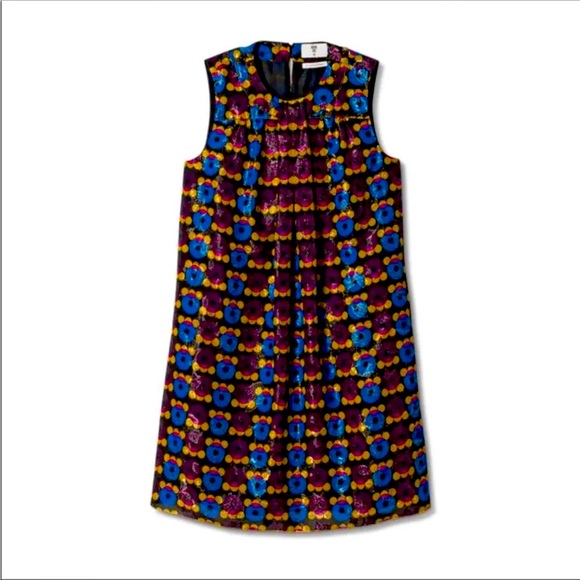 Anna Sui M Lurex Shift Dress Circles Sleeveless Holiday - Picture 2 of 10